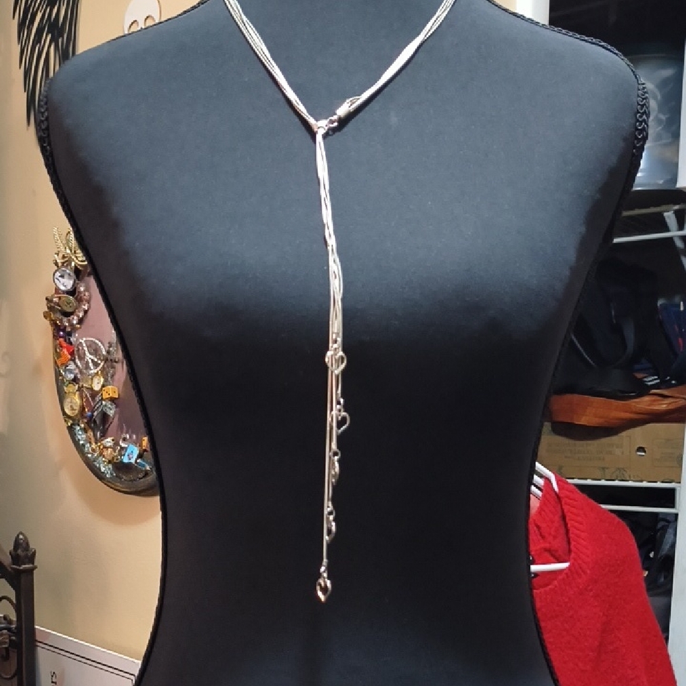 Elegant Silver Lariat Necklace - Women Jewelry